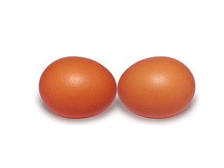 Two color eggs on a white background