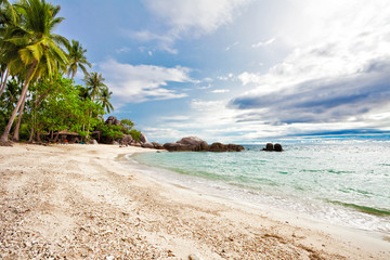 Tropical beach under blue sky. Thailand