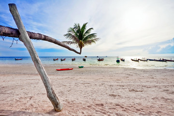 Gloomy weather on the tropical beach.