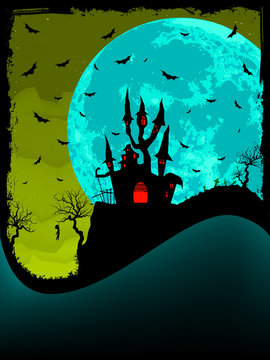 Halloween invitation with castle. EPS 8
