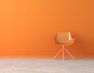 orange wall interior with copy space