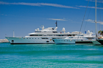 Fototapeta na wymiar Luxury yachts moored in the Mediterranean