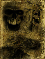 Fototapeta premium Altes Papier mit Totenschädel