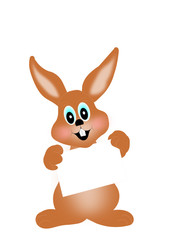 Osterhäsin mit Schild