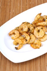 grilled shrimps on white plate