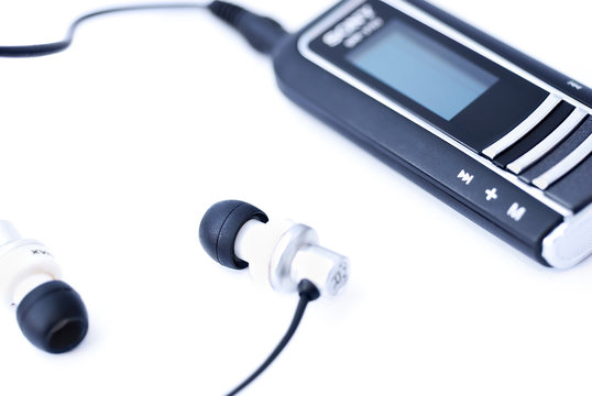 Portable MP3 player with headphones
