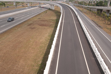 Bridg for vehicles cross the road, Bangkok, Thailand.
