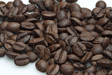 Coffee beans, isolated on a white background.