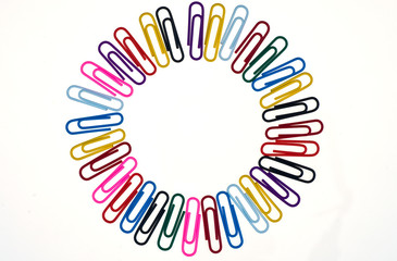 Colorful paper clip isolated background