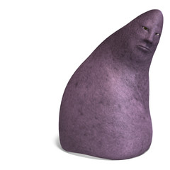 cartoon rock with a funny face. 3D rendering with clipping path