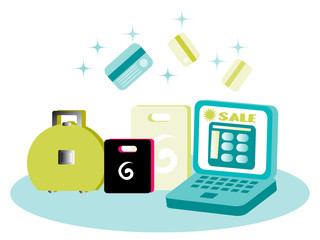 Online shopping emblem