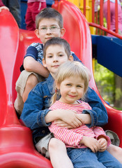 children on playground - obrazy, fototapety, plakaty