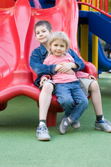 children on playground - obrazy, fototapety, plakaty