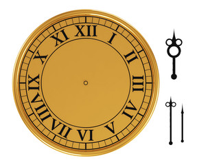 3d antique old clock on white background