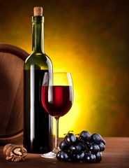 Still life with wine bottles