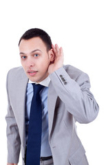 Young businessman, listening