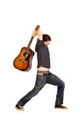 Naklejka premium attempting to destroy his instrument