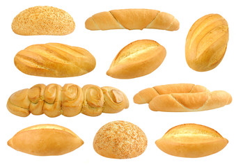 isolated set of bread from wheat flour