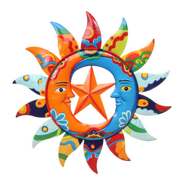 Colorful Sun and Moon