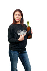 Latino Woman with Wine