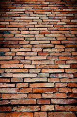 old brick wall orange colored the view from below