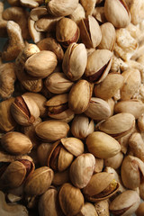 close up of pistachios and cashews
