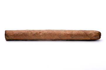 Single cigar isolated on a white background