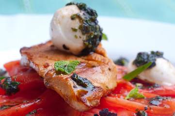 tomato with sauce from  basil.