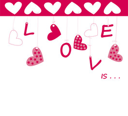 valentine greeting card wiht hearts