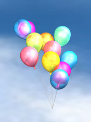 Colorful balloons drifting in the sky