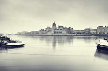 Gloomy image of Hungarian Parliament.