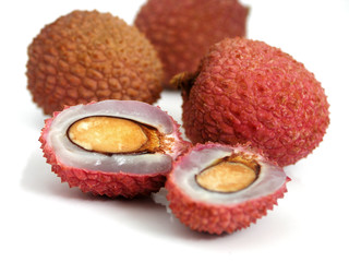 Litchi chinensis with white background