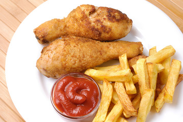 Fried chicken with potato