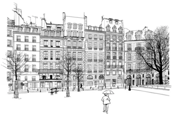 Aluminium Prints Illustration Paris Paris - Place Dauphine