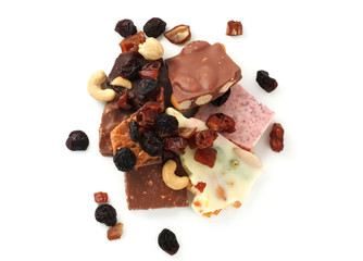 pieces of chocolate isolated on white background