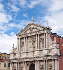 Church in Venice Italy with Blue sky Background