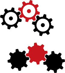 Gears - black and red - 1. Mechanical gears for your design.