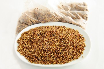 prepared brown buckwheat porridge