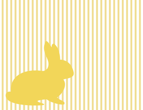 Gelber Hase vor Streifentapete f&uuml;r Ostern