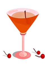 cherry cocktail isolated on white background