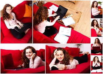 Lesen und arbeiten zu Hause - Collage