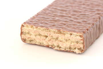 Chocolate biscuit on white background