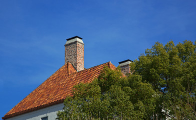 Fototapeta premium Chimney Roof Tree Sky