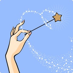 Hand with a magic wand