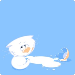 Cat with a broken cup