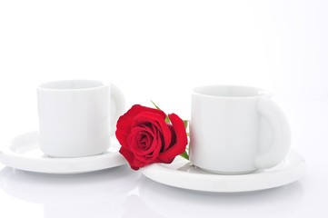 コーヒーカップと薔薇
