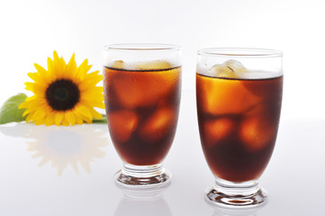 アイスコーヒーと向日葵