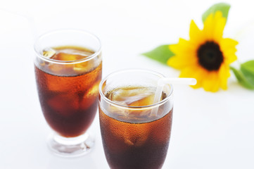 アイスコーヒーと向日葵