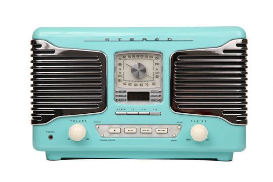 classic blue retro radio isolated