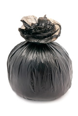 Black tied garbage bag